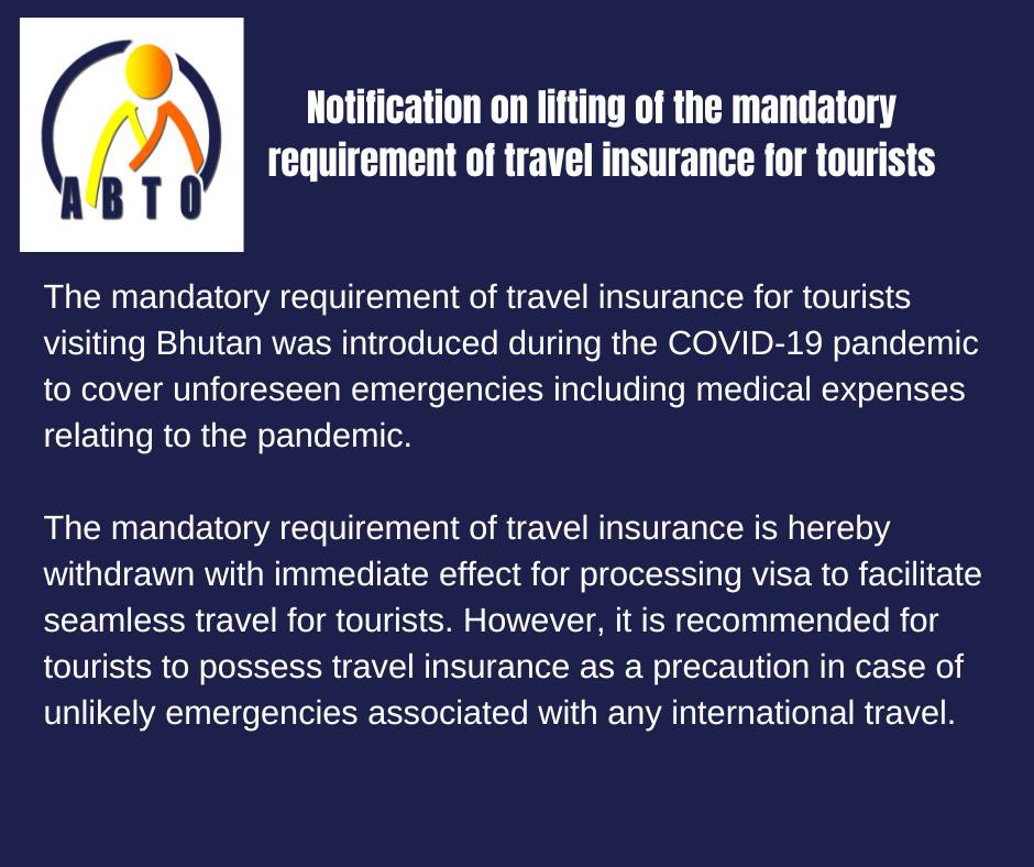 Lifting of the mandatory requirement of travel insurance for tourists