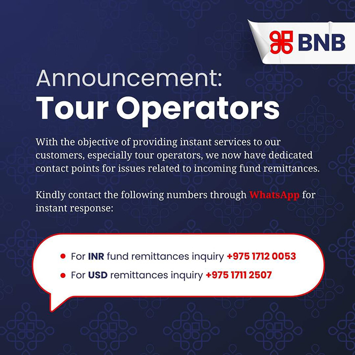 Announcement for Tour operators